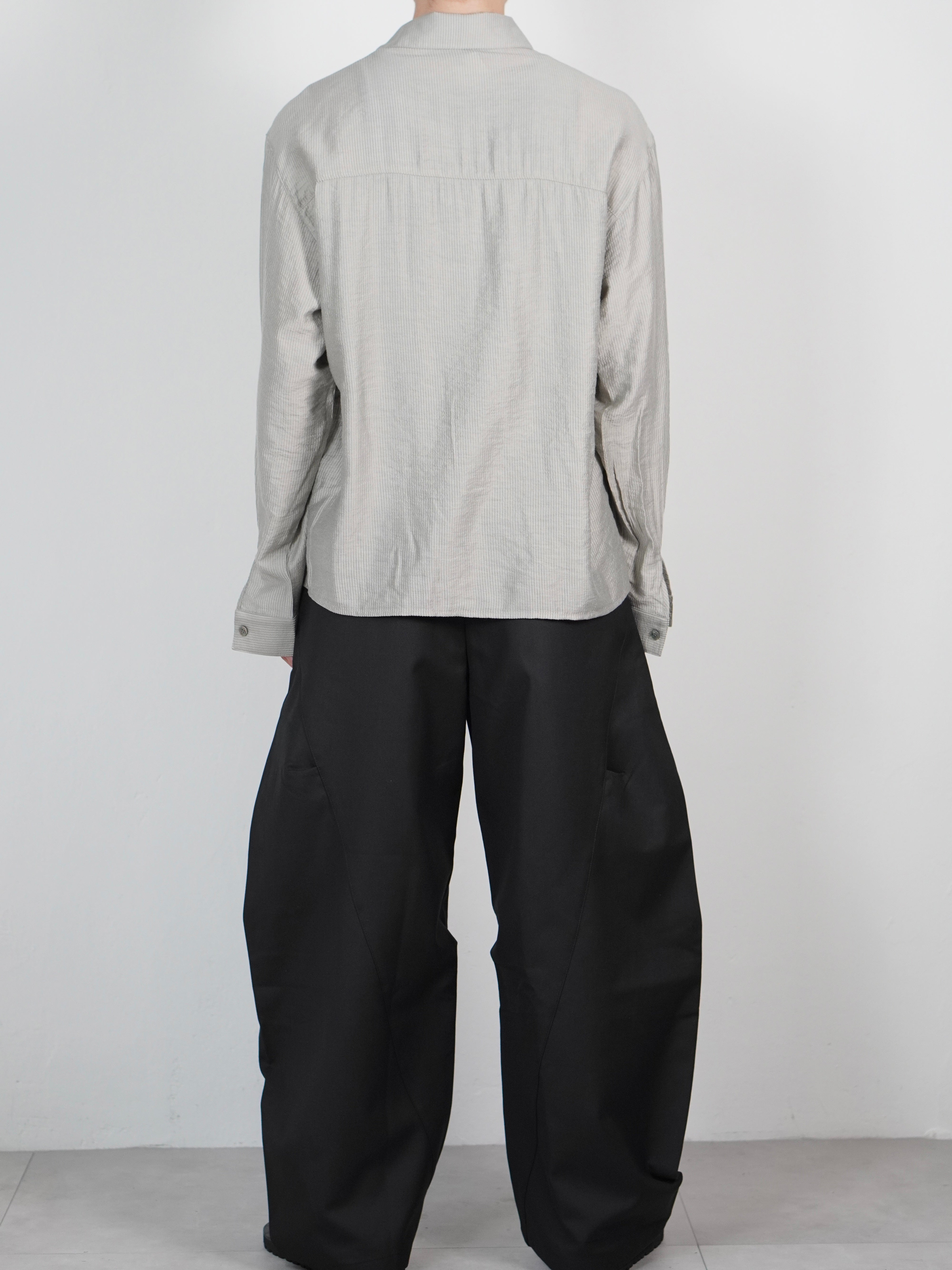 5/8 20:00 発売 受注制【Chikashitsu +】soft cropped stripe shirt (3color)
