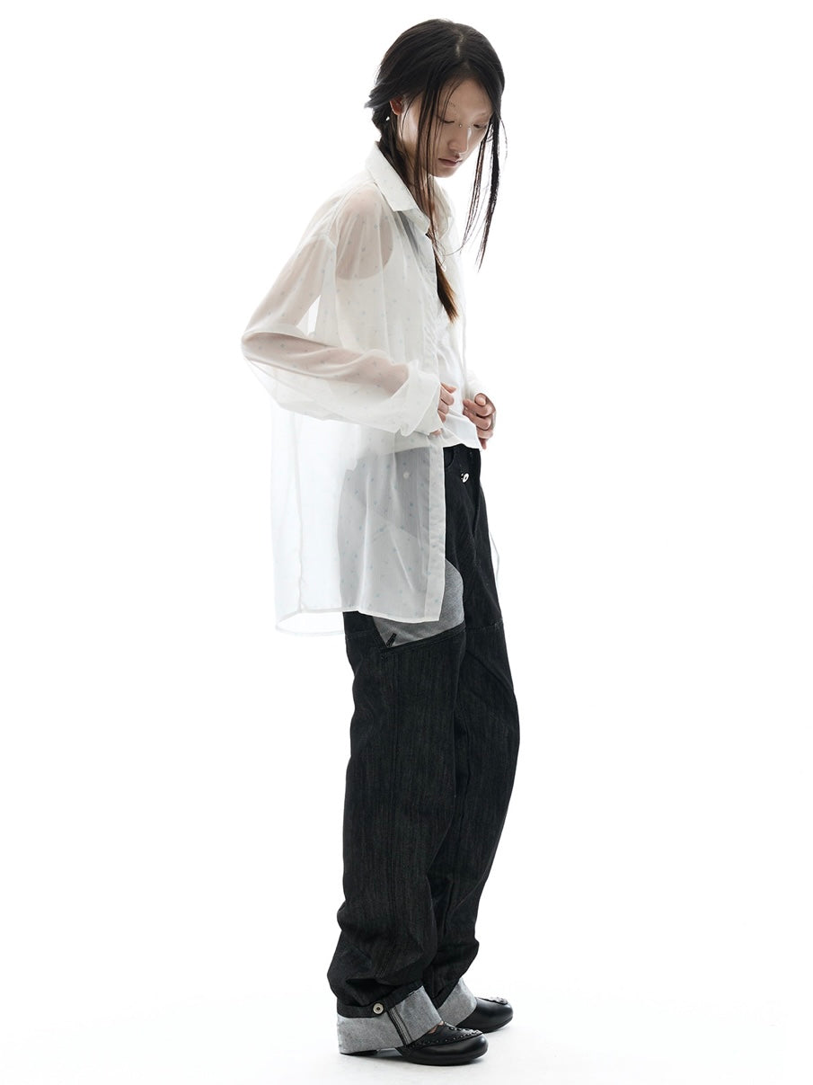 【OJOS】Graphic Sheer Shirts