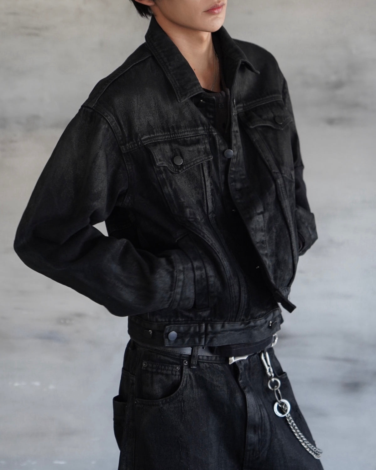【CHIKASHITSU PLUS HIGH】Washed coating denim jacket