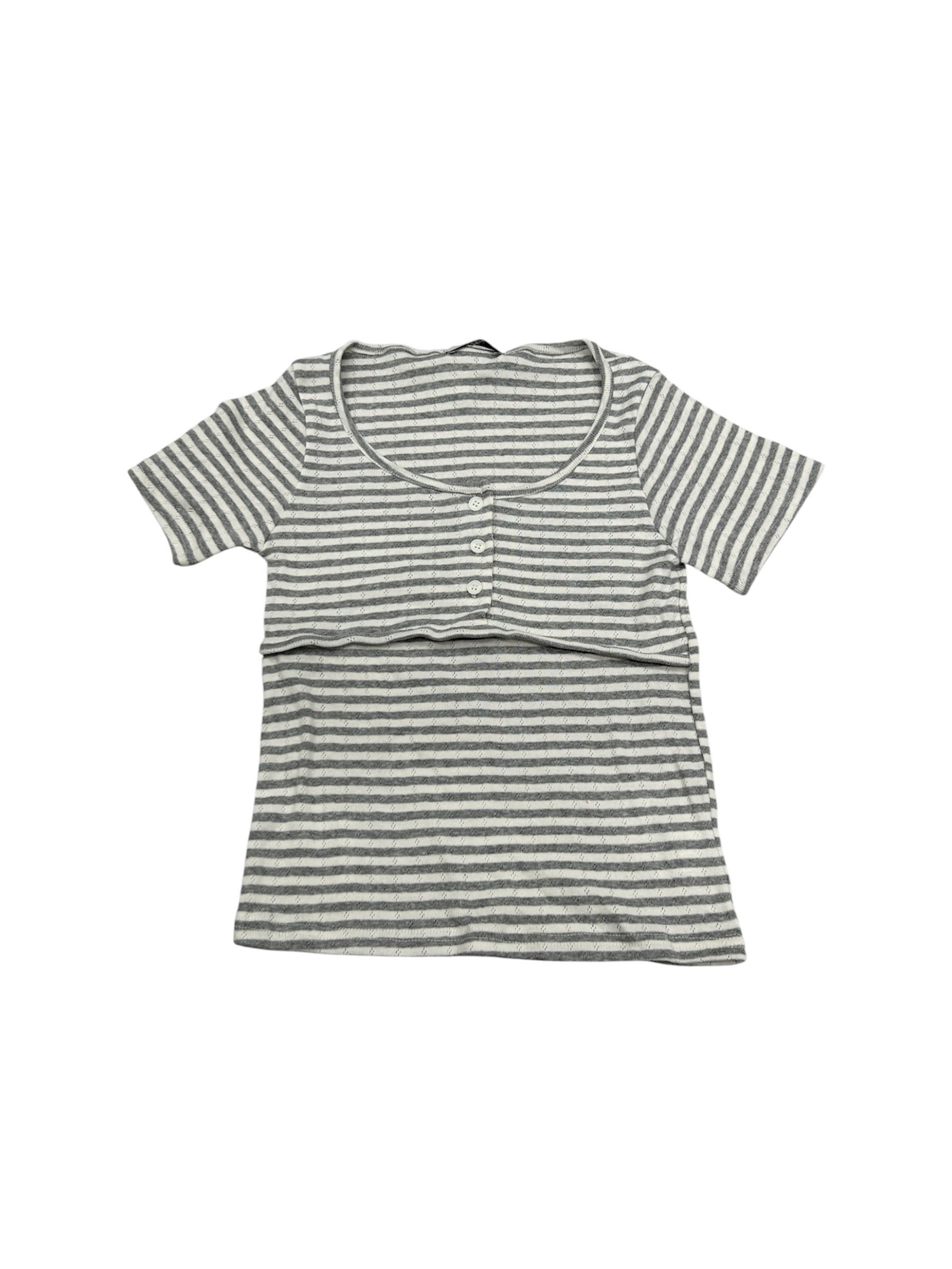 7/4 20:00発売 受注制【nmtc+】Stripe U-Neck Button Tee (2color)