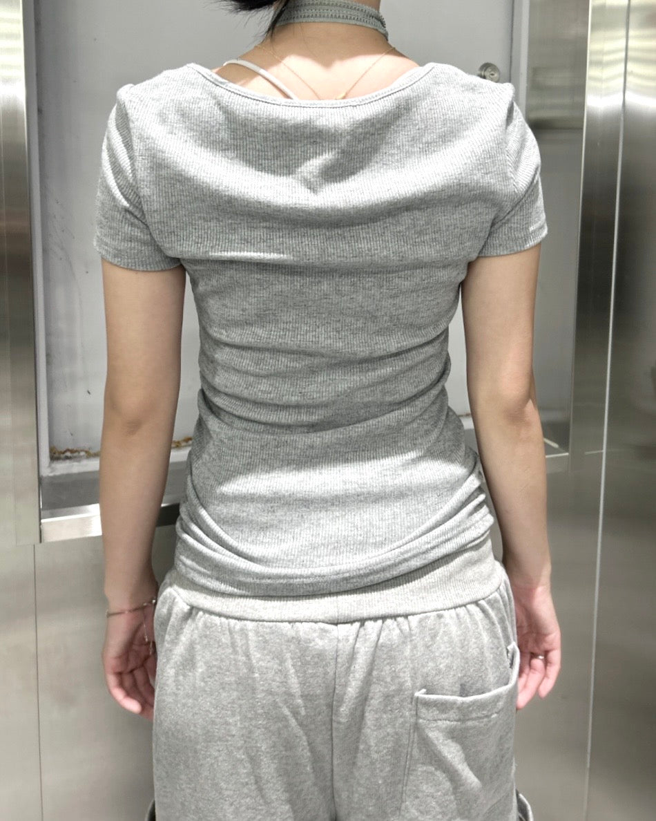 【nmtc+】Mika Cross Shirring Tee Scarf Set (3color)