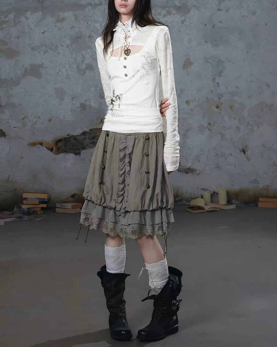 【Cest Nous】Lace Bud Skirt