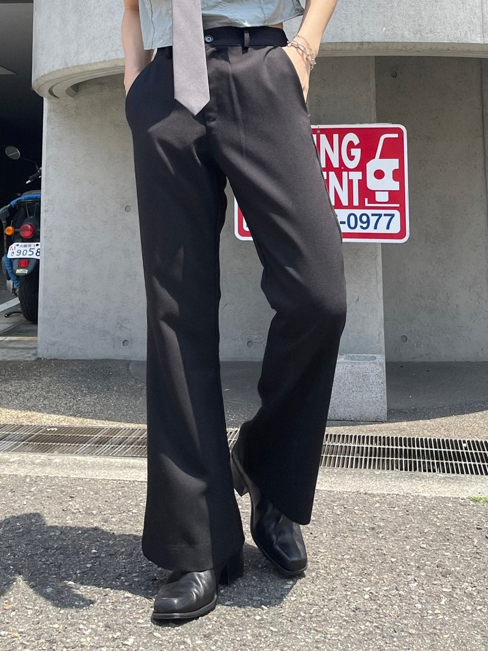 【Chikashitsu + ORIGINAL】full length flare slacks (2color)