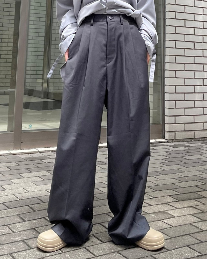 受注制【Chikashitsu +】wide tuck slacks (3color)