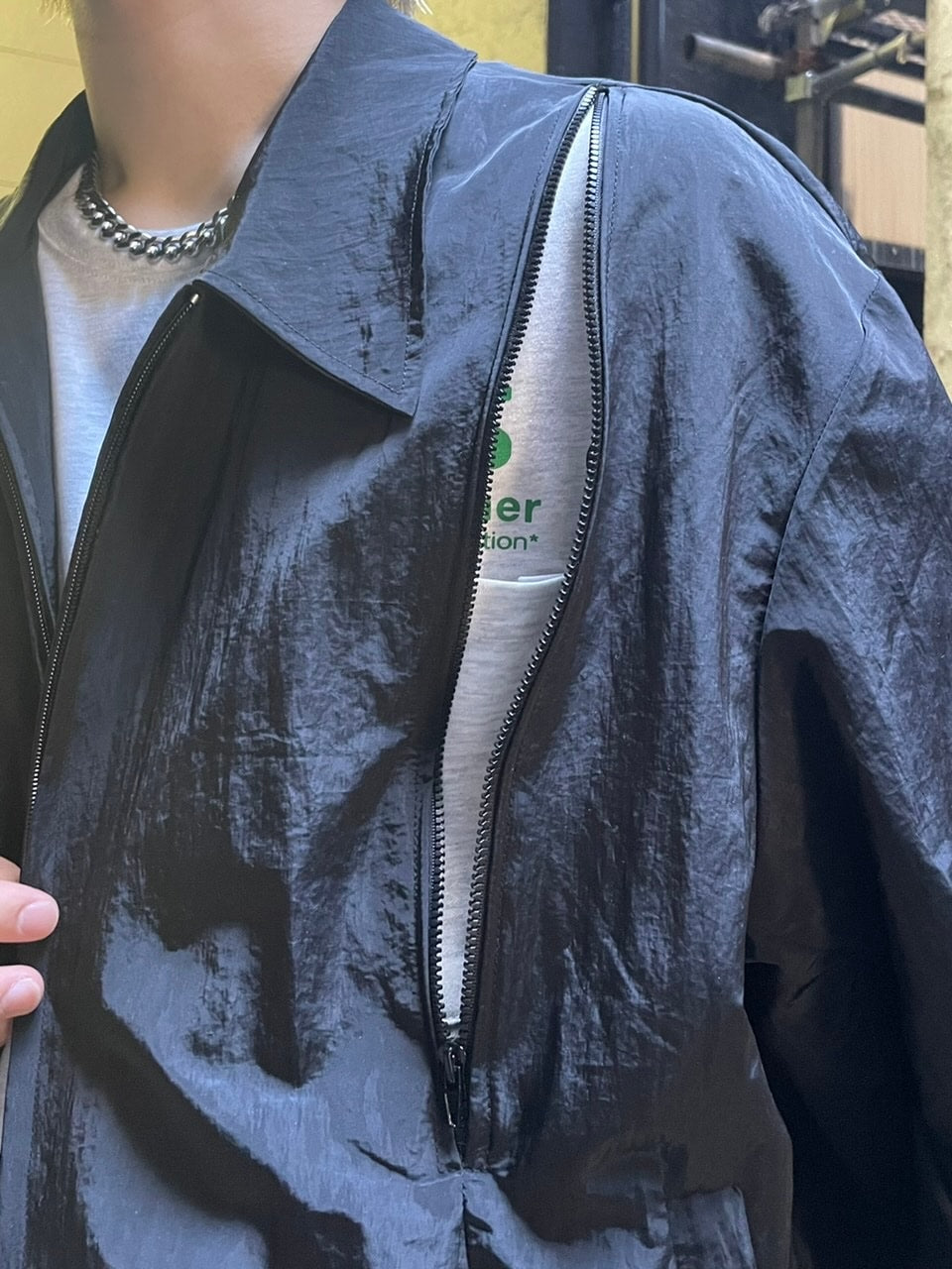 受注制【Chikashitsu +】shoulder slit design blouson (3color)