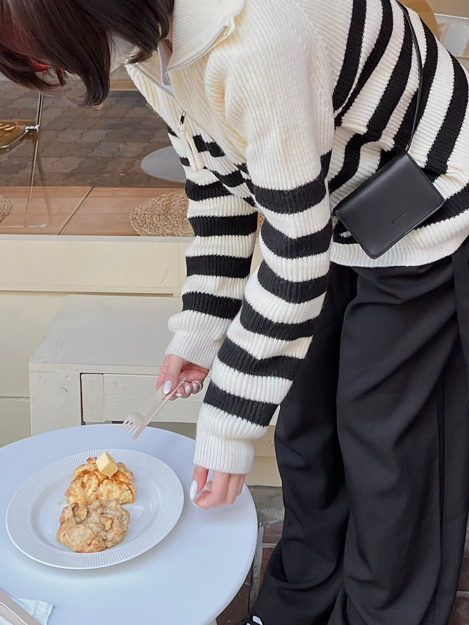 【Chikashitsu +】waist belt tuck slacks (3color)