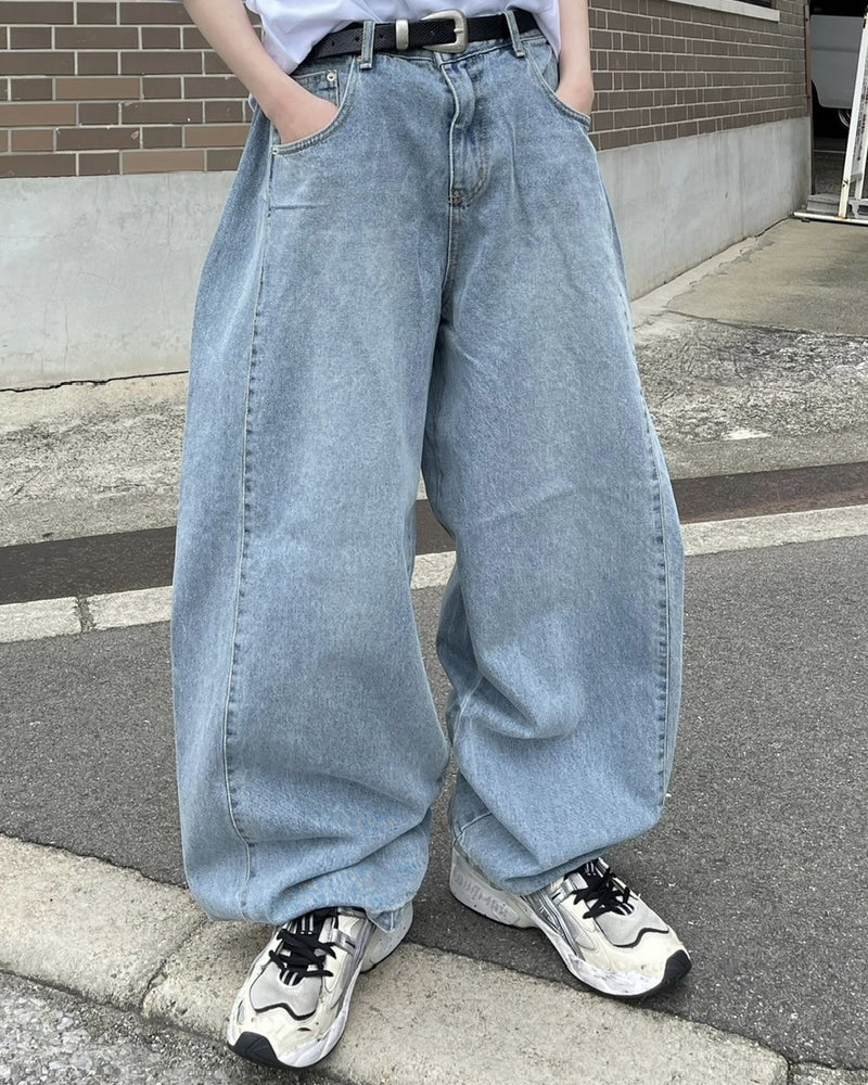 【Chikashitsu +】snap button denim pants (2color)