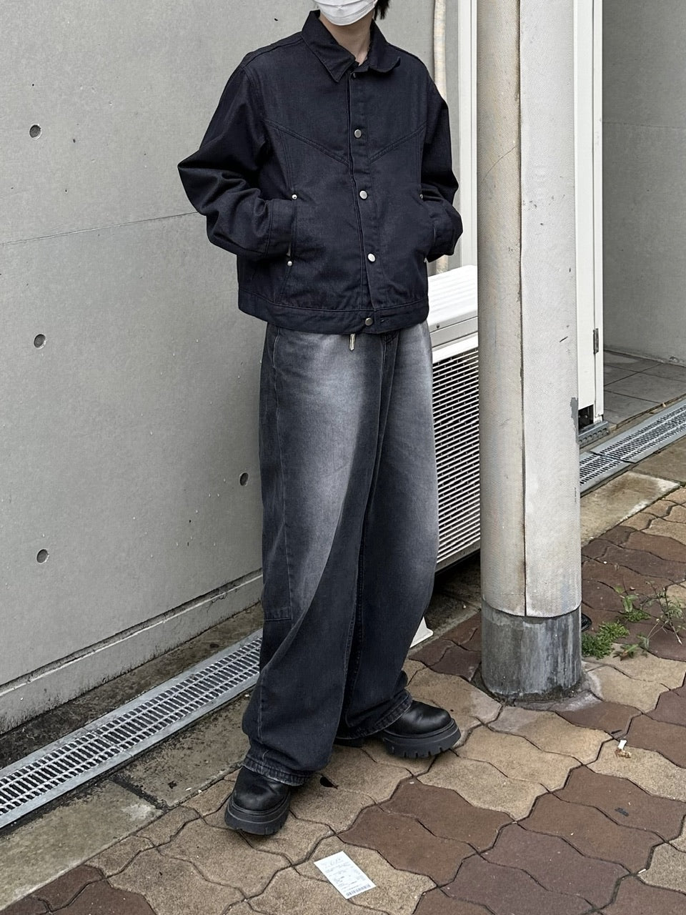 受注制【Chikashitsu +】set up design denim short jacket (2color)