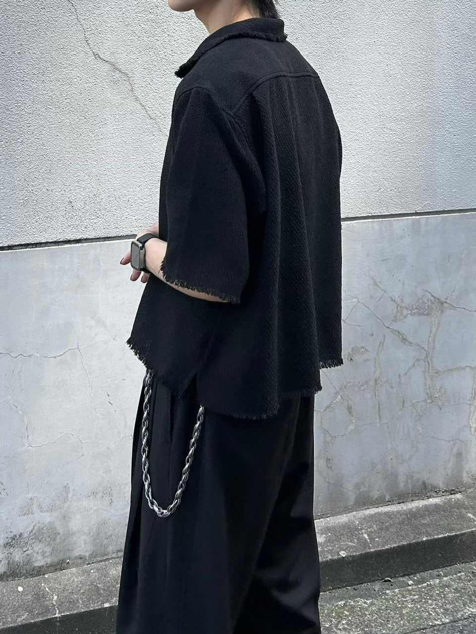 大阪店WEB限定受注制【Chikashitsu +】tweed cropped shirt (2color)