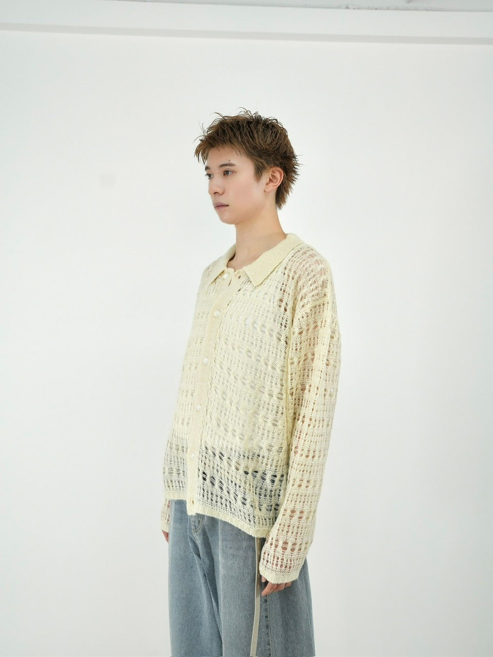 受注制【Chikashitsu +】pastry collar knit cardigan (5color)
