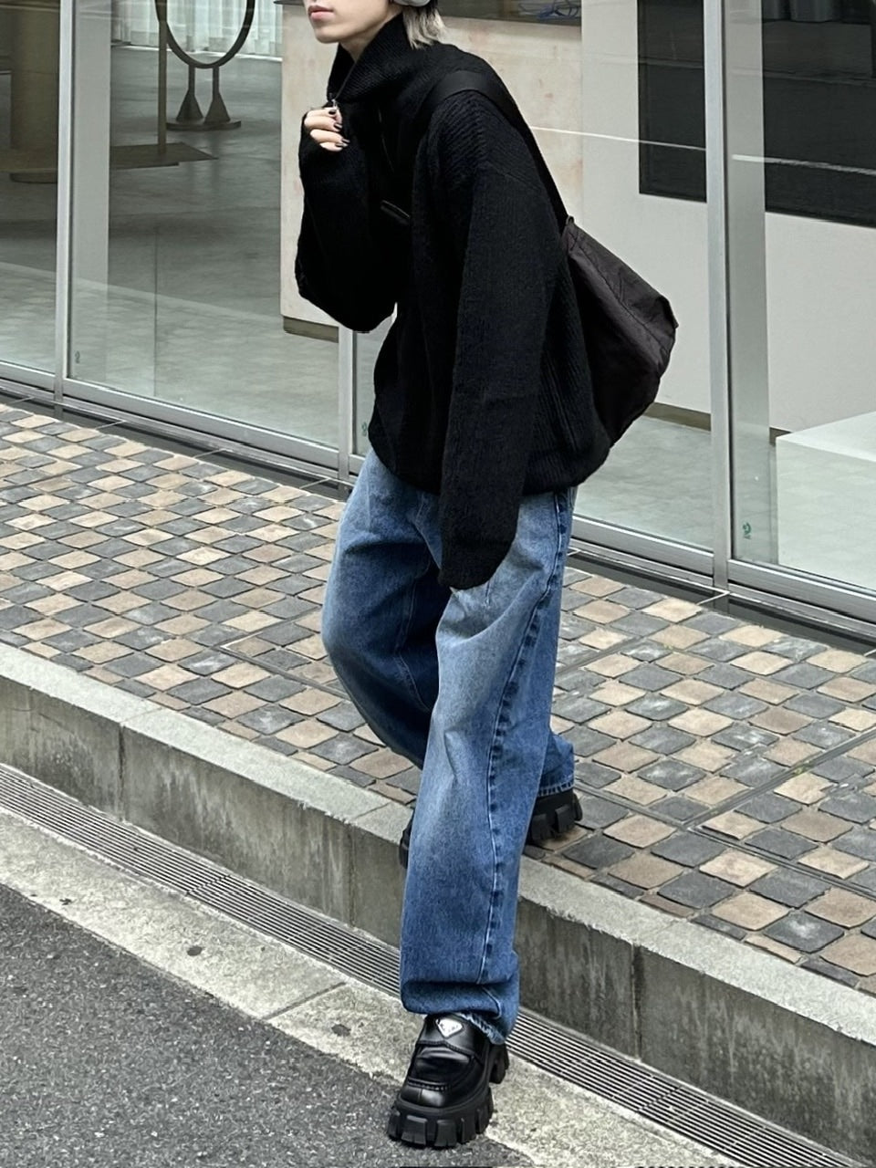 大阪店WEB限定受注制【Chikashitsu +】washing wide denim pants (2color)