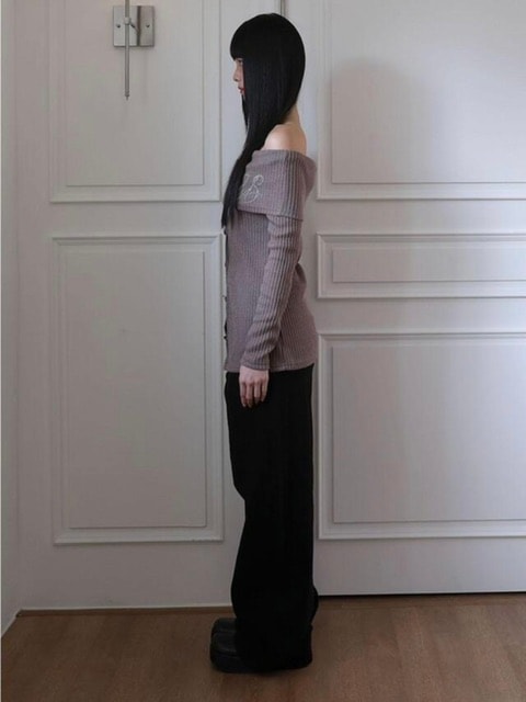 【Uglyshadow】BEAD KNIT OFF-SHOULDER / 【アグリーシャドウ】ビーズロングオフショルダー長袖カーディガン