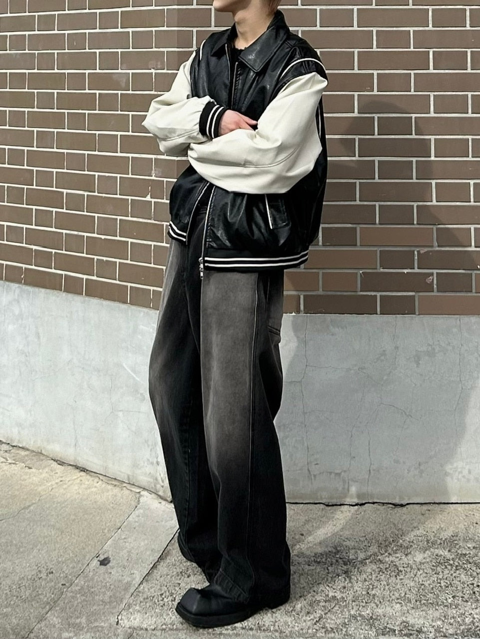 受注制【Chikashitsu +】leather piping jacket (2color)