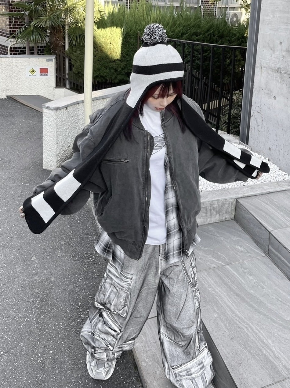 【Never mind the XU】pocket cargo denim pants 2 (2color) / 【ネバーマインドザエックスユー】ポケットカーゴワイドデニムパンツ