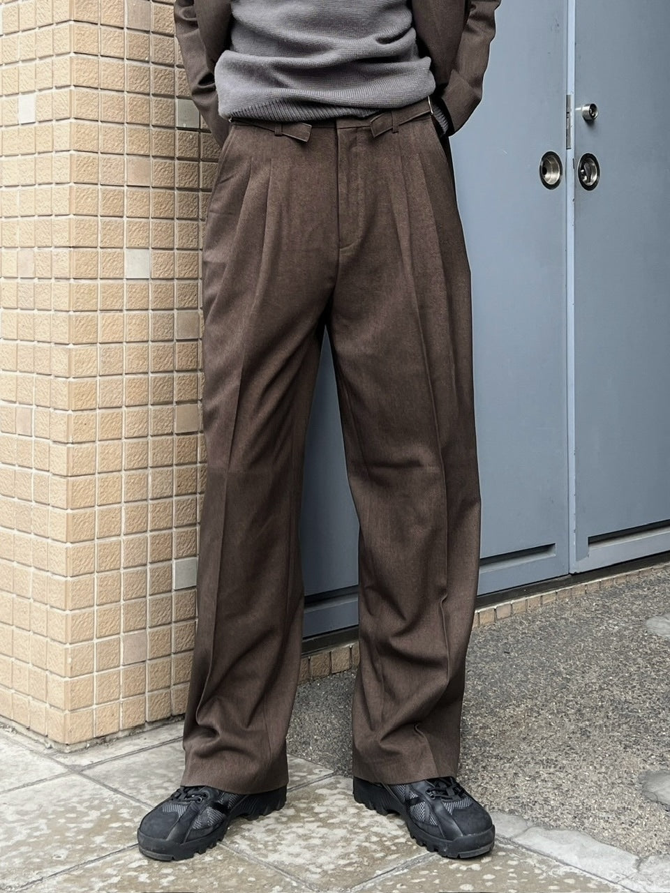 受注制【Chikashitsu +】set up belt slacks (3color)