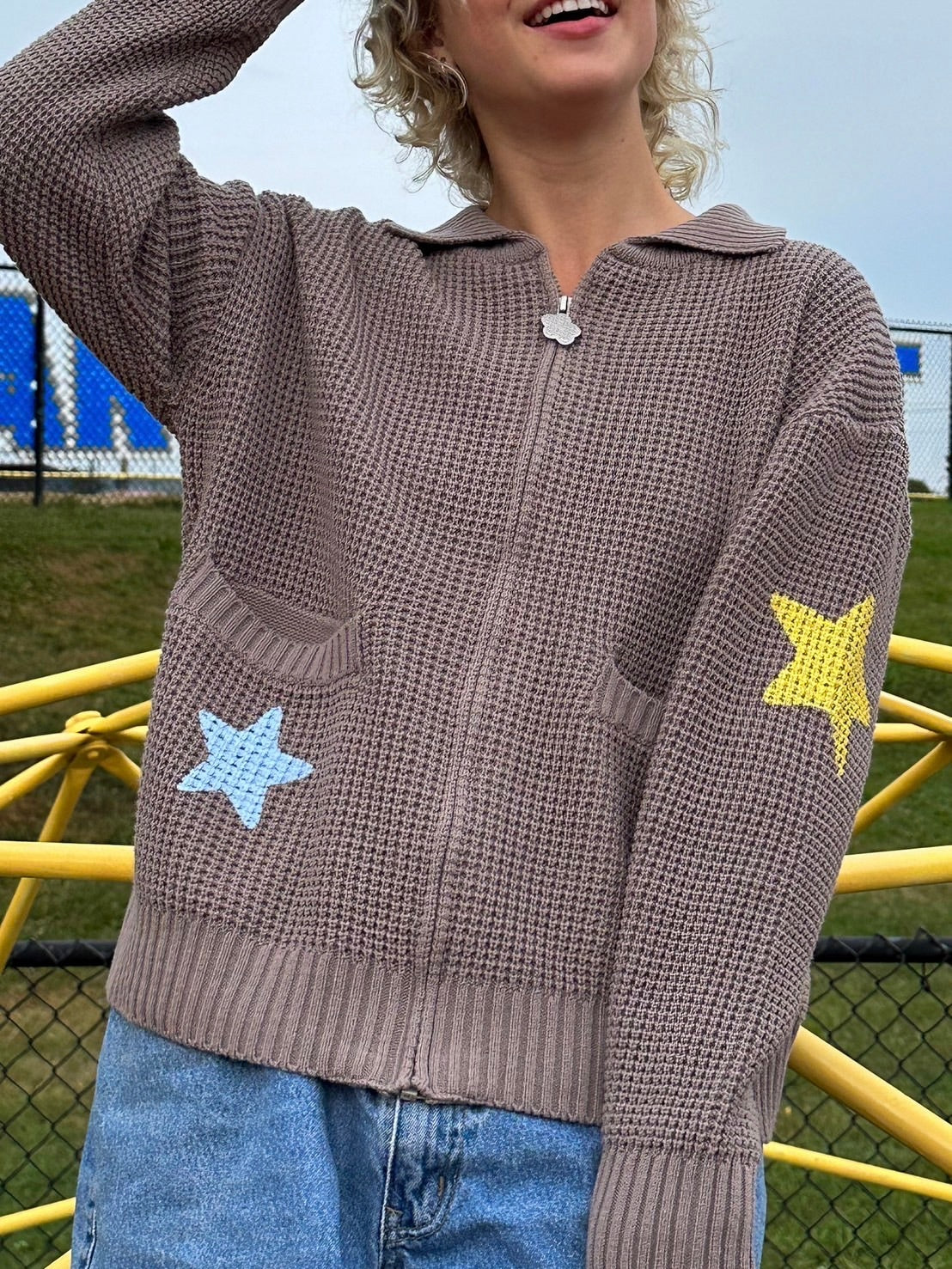 【VANDY THE PINK】STAR KNIT ZIP UP