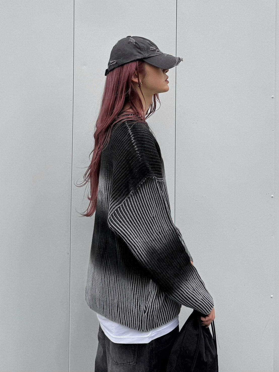 受注制【Chikashitsu +】bleach washing knit (3color) / 【チカシツプラス】ブリーチウォッシング長袖ニット