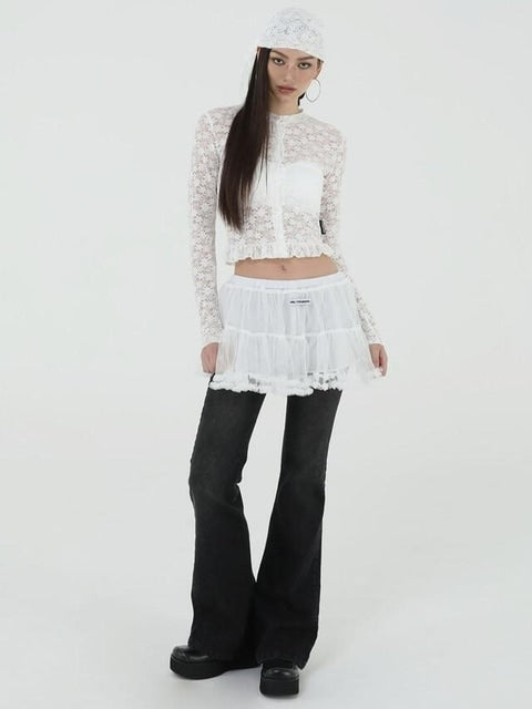 【Uglyshadow】MESH FRILL CANCAN SKIRT