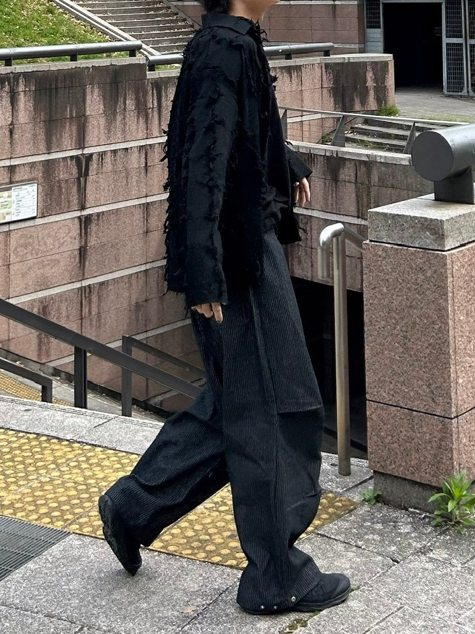 受注制【Chikashitsu +】snap button hickory stripe pants / 【チカシツプラス】スナップボタンヒッコリーストライプデニムパンツ