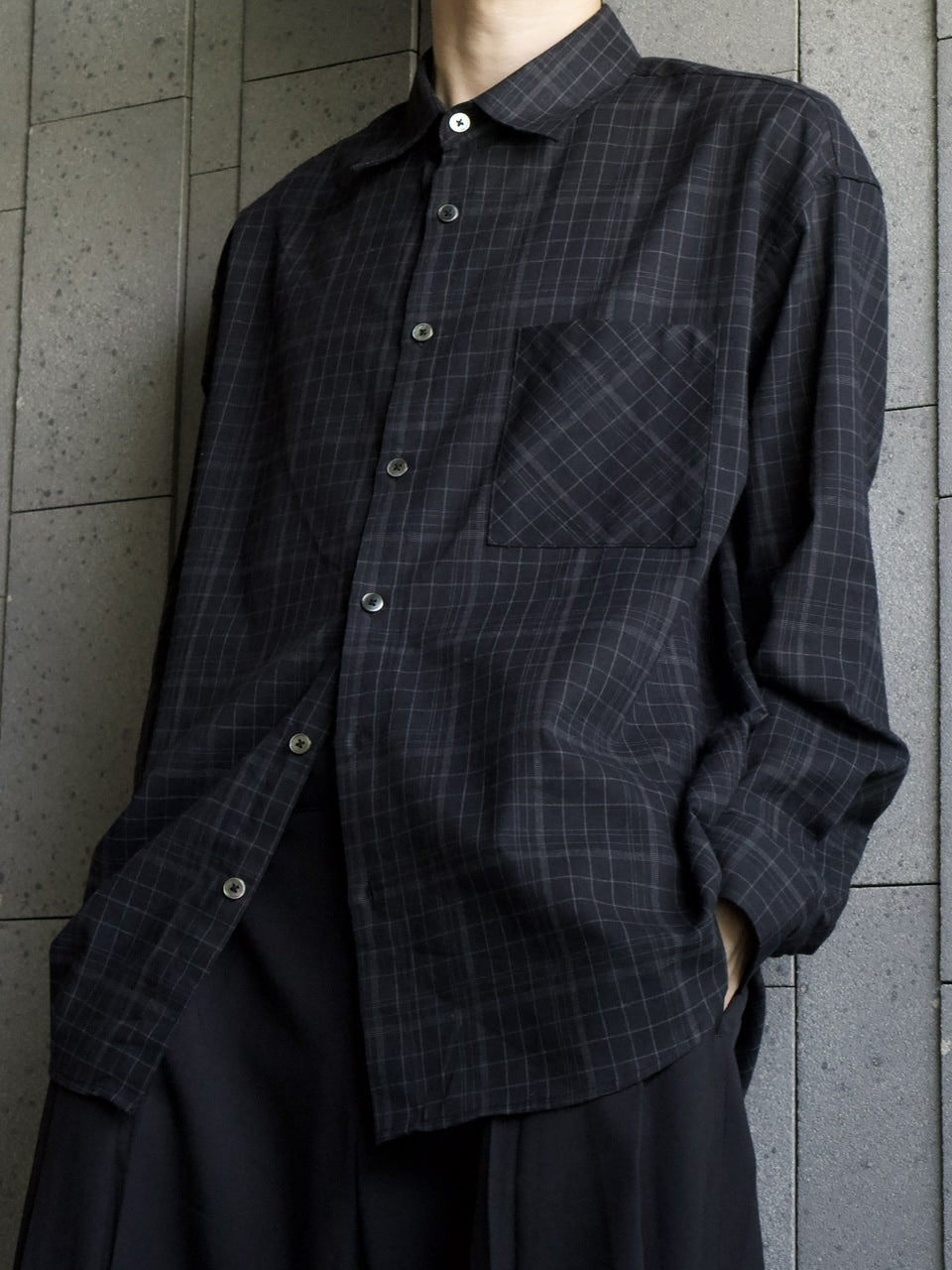 東京店WEB限定【Chikashitsu +】glen check regular shirt(2color)