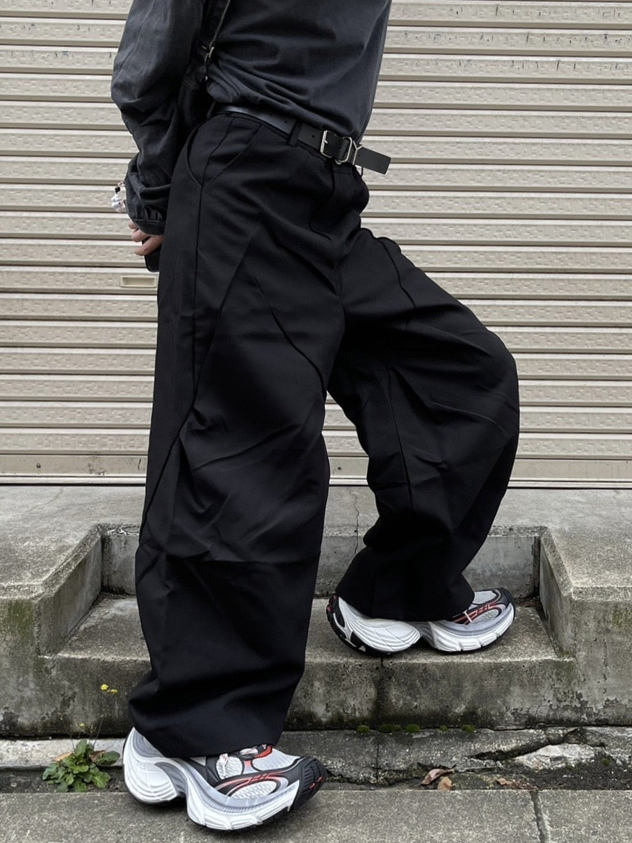 【Chikashitsu +】pattern design slacks (2color)