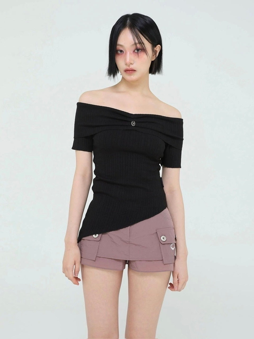 【Uglyshadow】UNBALANCED KNIT OFF SHOULDER