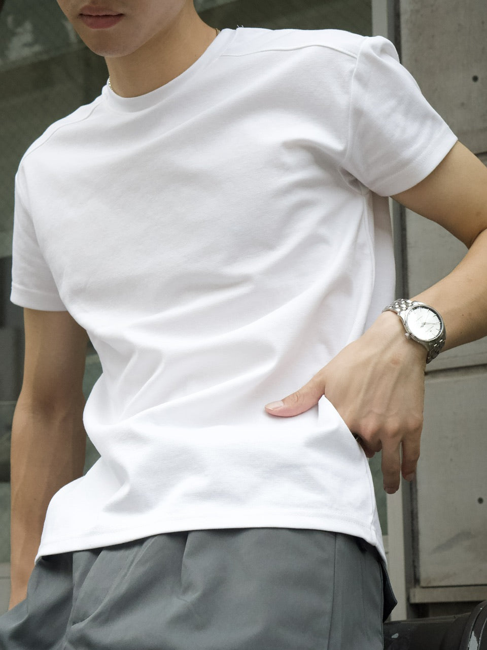 東京店WEB限定受注制【Chikashitsu +】compact crew neck tee (3color)