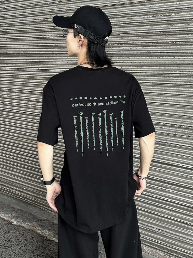 受注制【Chikashitsu +】nail back print t-shirt (3color)