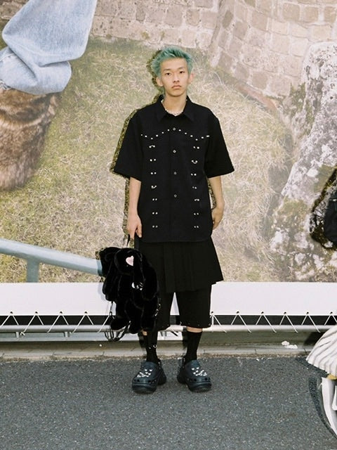 【ESC STUDIO】skirt layered snap pants