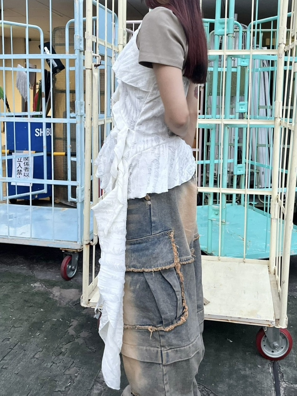 受注制【Never mind the XU】damage frill sleeveless (3color)