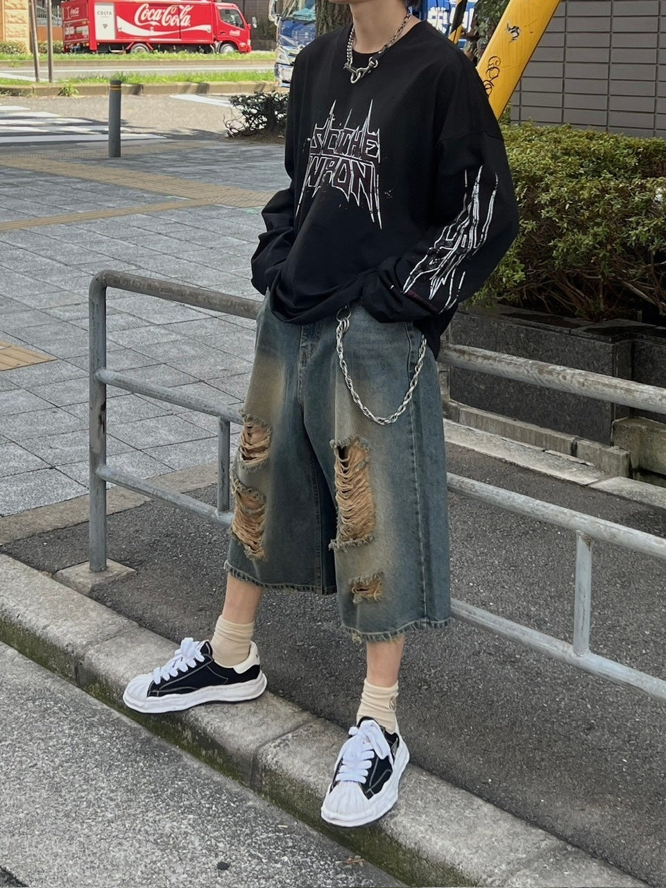 受注制【Chikashitsu +】oversized print long sleeve (2color) / 【チカシツプラス】オーバーサイズプリント長袖Tシャツ