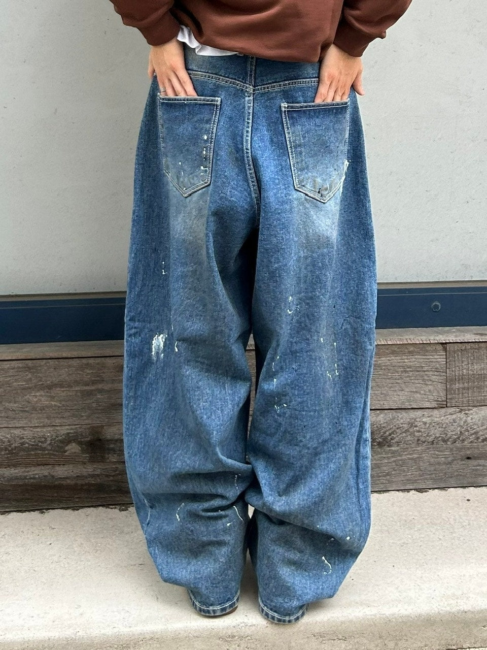 受注制【Chikashitsu +】painted buggy denim pants / 【チカシツプラス】ペイントバギーパンツデニムパンツ