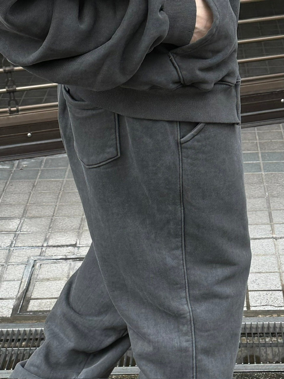 受注制【Chikashitsu +】unisex pigment wash string sweat pants (4color)