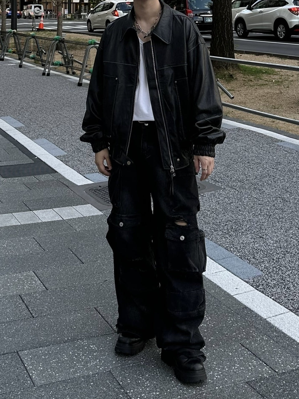 大阪店WEB限定受注制【Chikashitsu +】washing vegan leather jacket (2color)