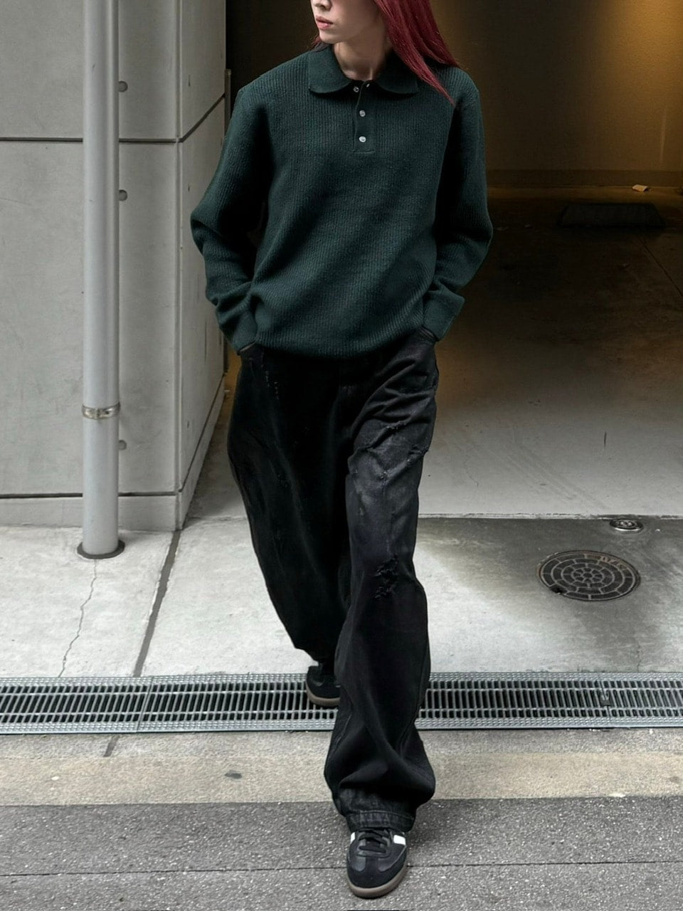 受注制【Chikashitsu +】coating damage wide denim pants / 【チカシツプラス】コーティングダメージワイドデニムパンツ