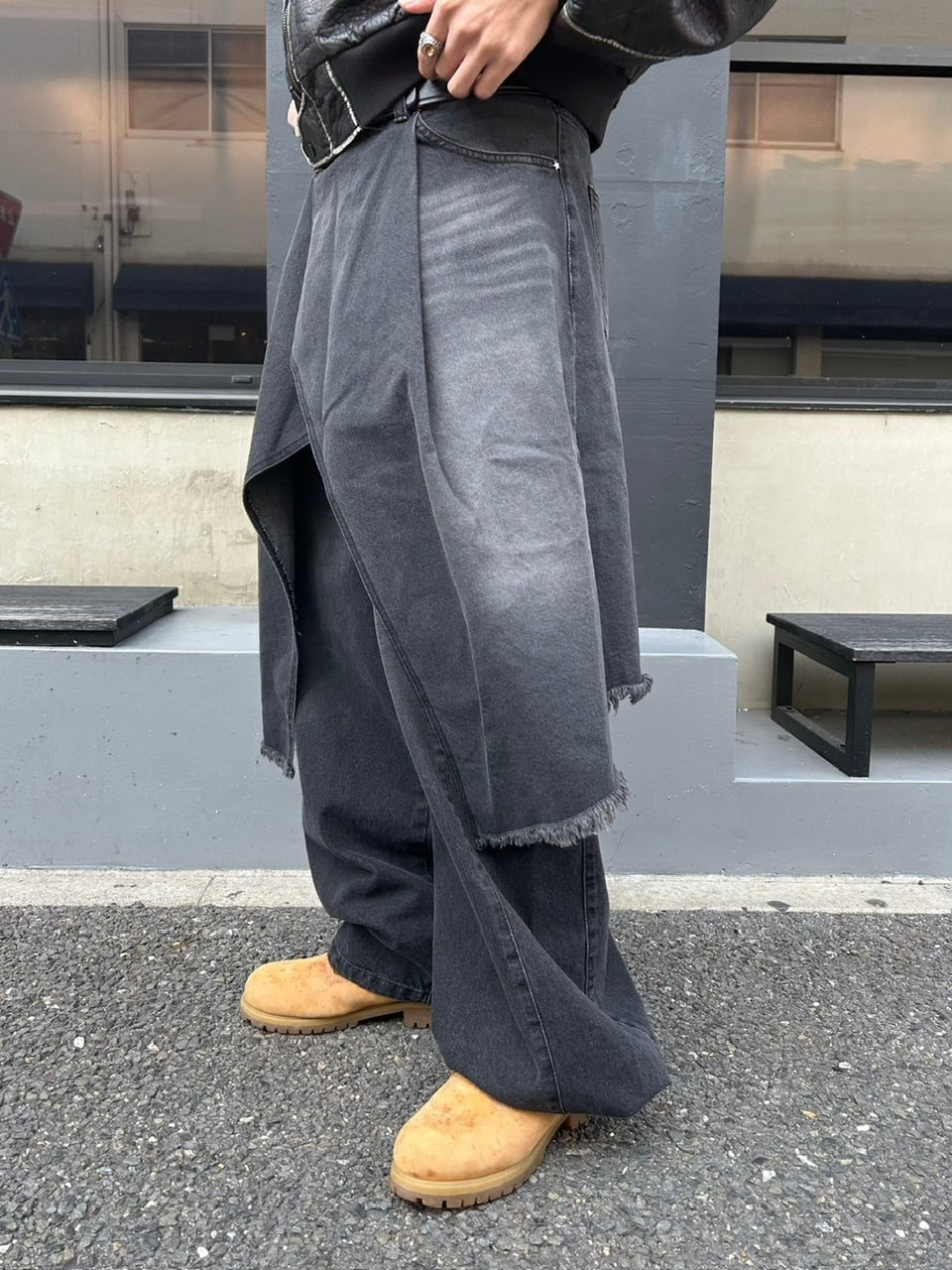 受注制【Chikashitsu +】wrapping design denim skirt (2color)