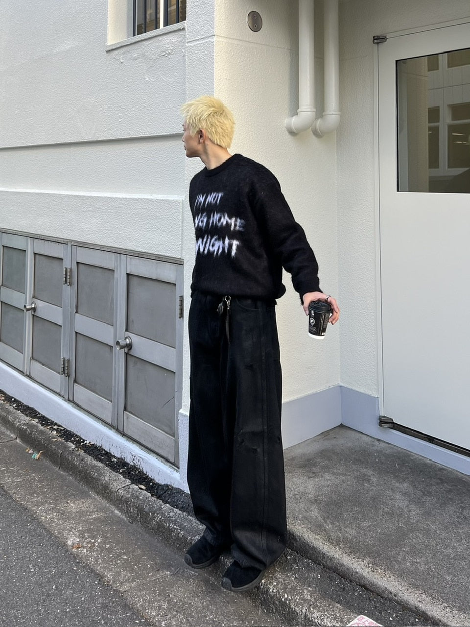 受注制【Chikashitsu +】unisex slogan knit (4color)