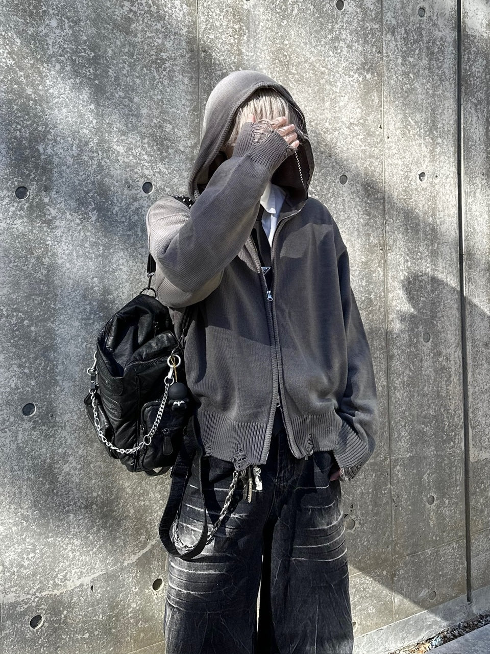 大阪店WEB限定受注制【Chikashitsu +】full zip up knit hoodie (3color)