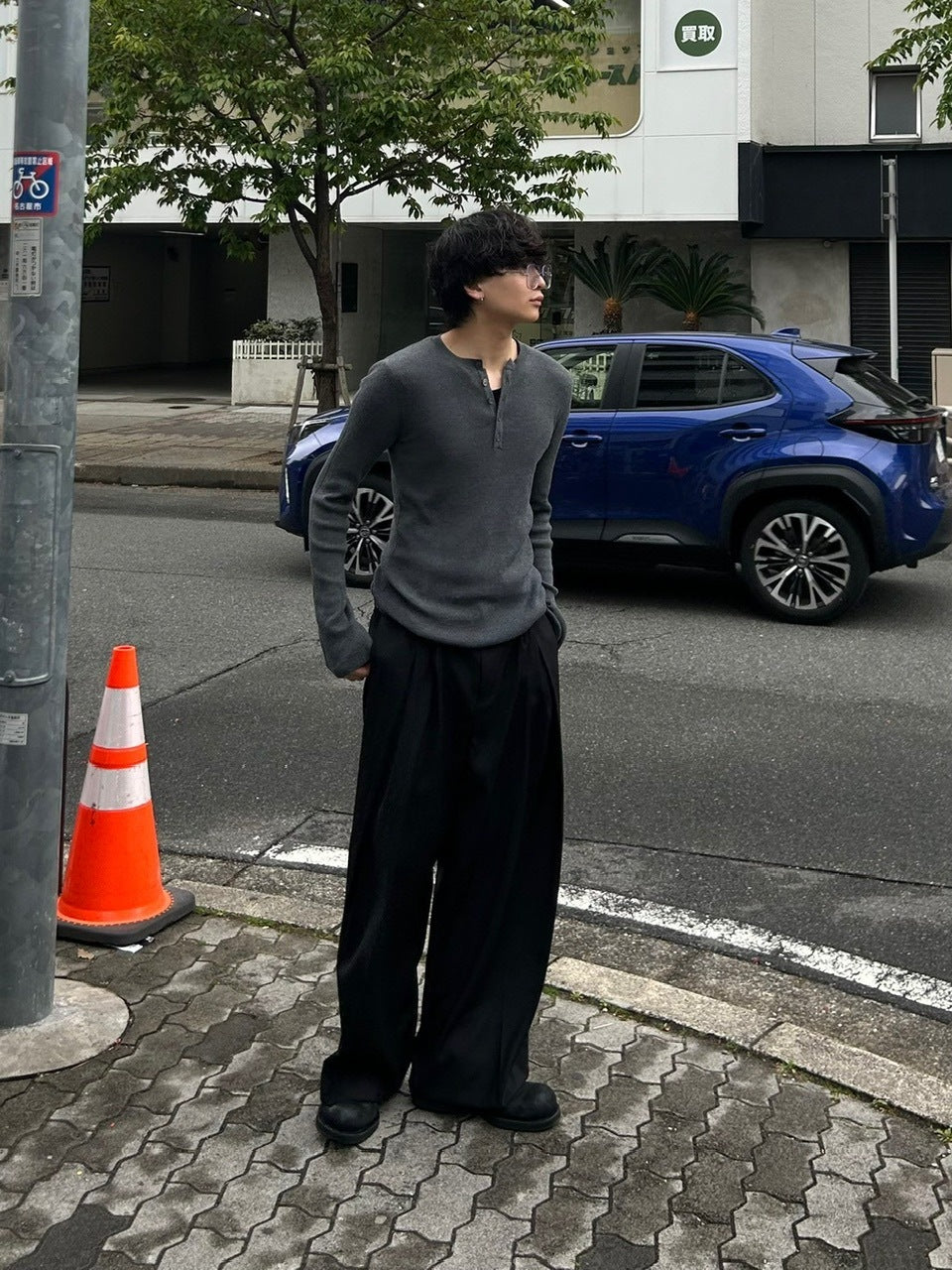 【Chikashitsu +】henry neck long sleeve knit (4color)