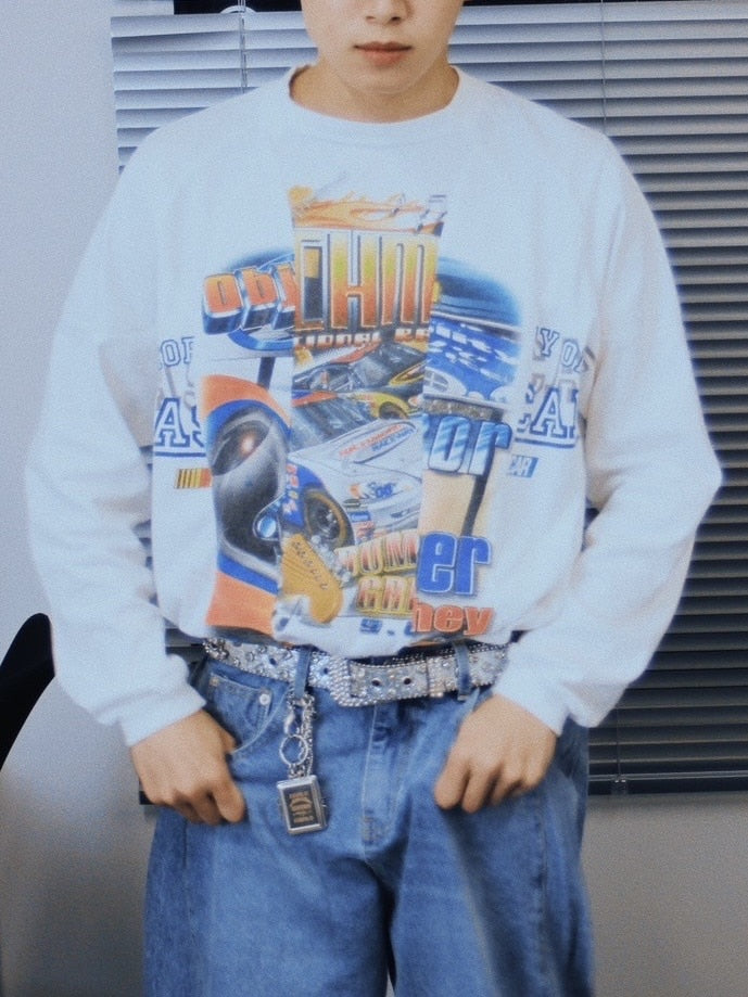 【Re +】cutting switch long sleeve (white)