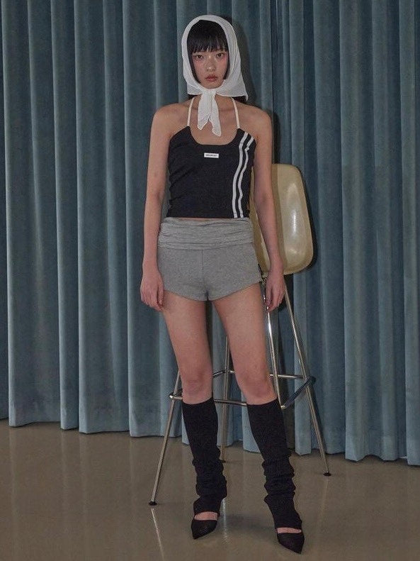 【ODDONEOUT】TWO LINE HALTER NECK TOP