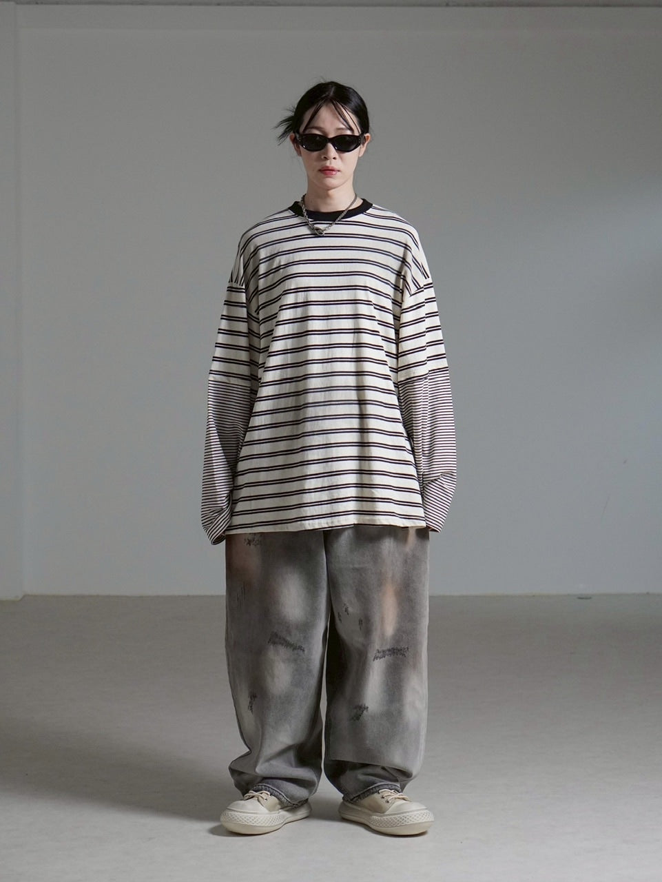 【Chikashitsu +】point wash balloon denim pants (2color) / 【チカシツプラス】ポイントウォッシングバルーンデニムパンツ