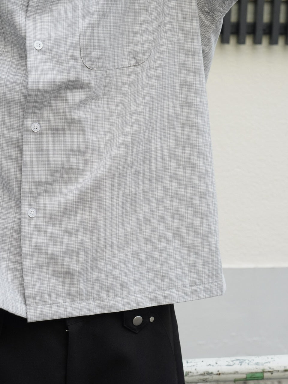 東京店WEB限定受注制【Chikashitsu +】Open collar check shirt (2color)