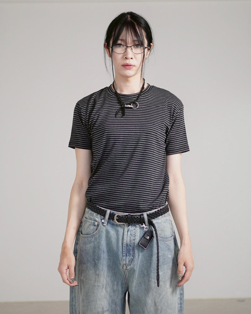 受注制【Chikashitsu +】tight fit border t-shirt (3color) / 【チカシツプラス】タイトフィットボーダー半袖Tシャツ