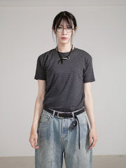 受注制【Chikashitsu +】tight fit border t-shirt (3color) / 【チカシツプラス】タイトフィットボーダー半袖Tシャツ