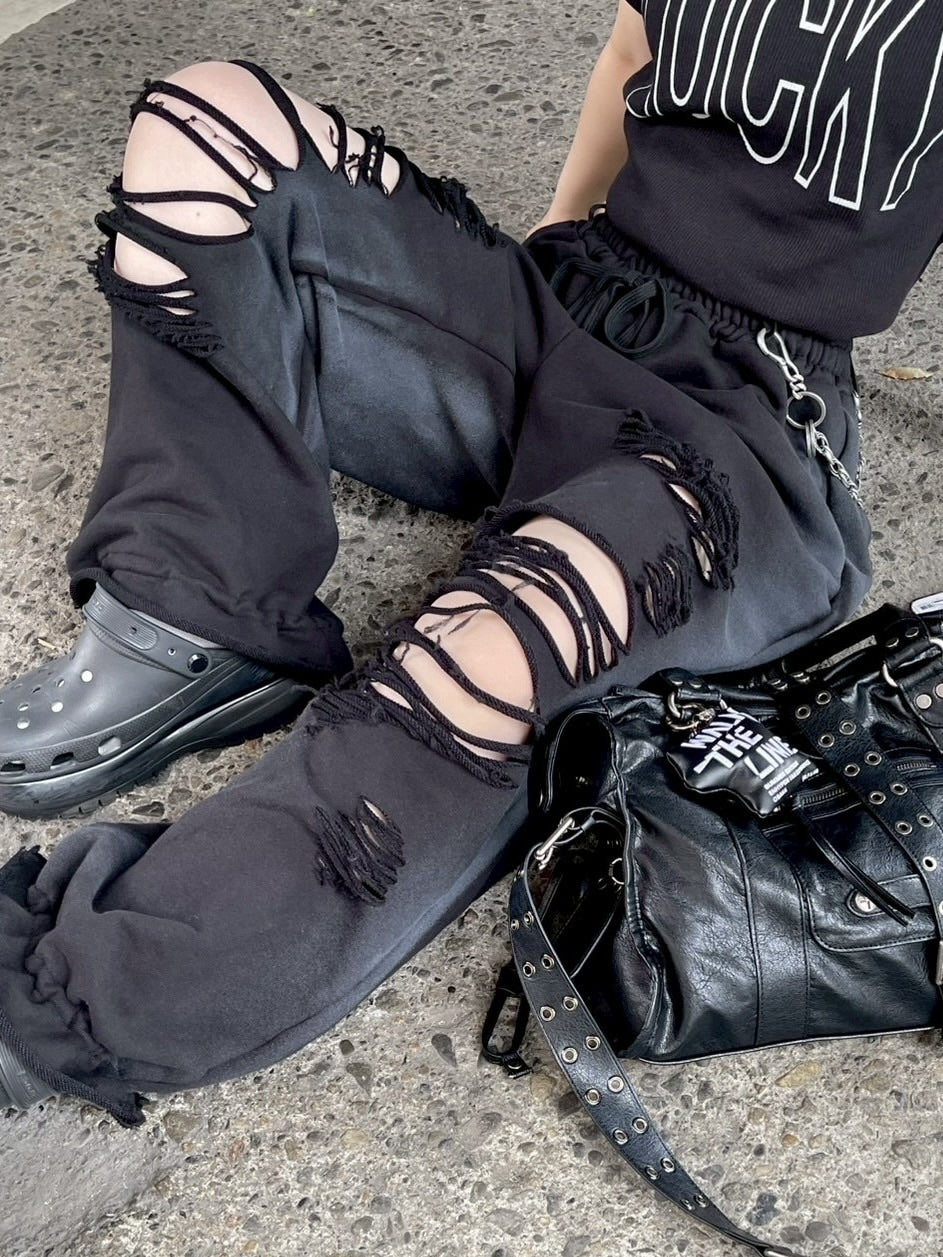 受注制【Chikashitsu +】oiled wash damage sweat pants / 【チカシツプラス】オイルドウォッシュダメージスウェットパンツ (2color)