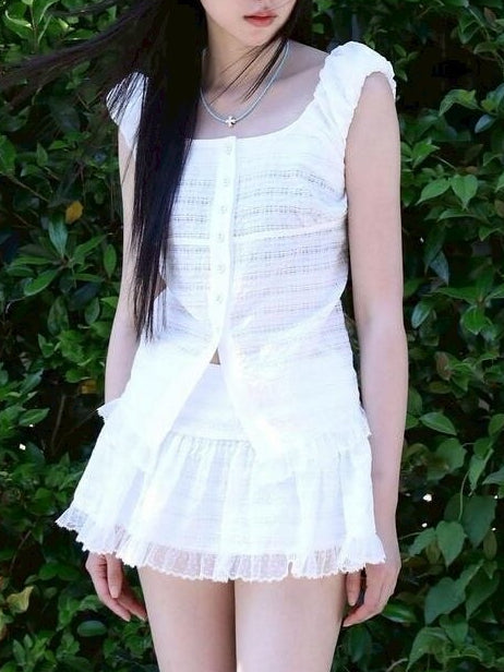 【Uglyshadow】CHECK SHIRRING BLOUSE / 【アグリーシャドウ】チェックシャーリングノースリーブブラウス