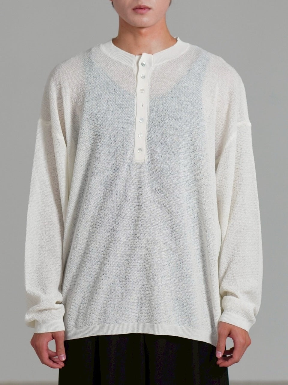 Chikashitsu +】light touch henry neck knit / 【チカシツプラス