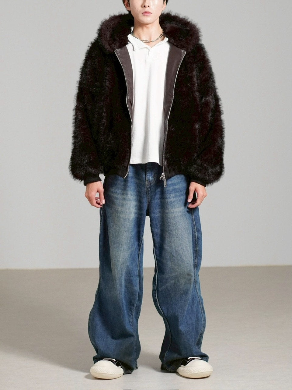 受注制【Chikashitsu +】oversized hooded fur blouson / 【チカシツプラス】オーバーサイズフーデッドファーブルゾン (4color)