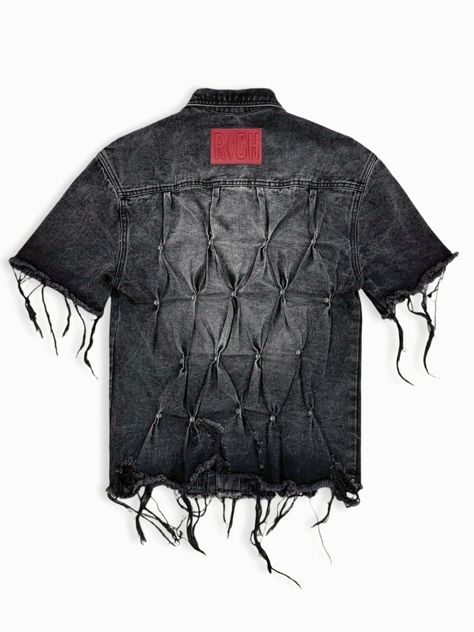 1/2 20:00再販【RICH】Knight Wide Waxed Shirt / 【リッチ】クロスバック半袖デニムシャツ